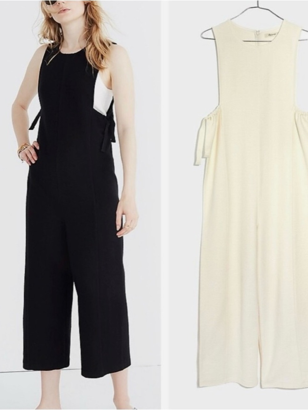 EUC Madewell texture & Thread side-tie bright Ivy jumpsuit, medium